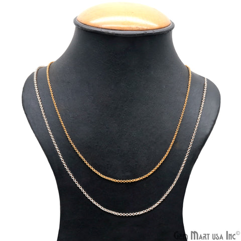 Sleek Box Chain Necklace 18 Inch With Lobster Claw Clasp