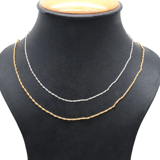 Sleek Wheat Chain Necklace 18 Inch With Lobster Claw Clasp