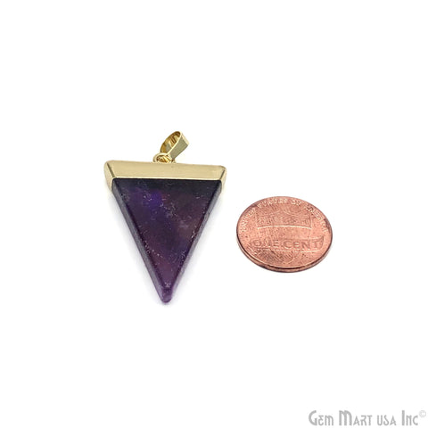 Amethyst Triangle 25x30mm Gold Plated Single Bail Necklace Pendant