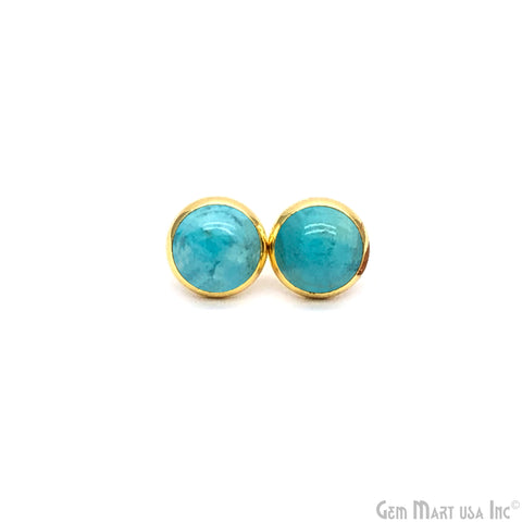 Amazonite Round 12mm Gold Plated Stud Earrings