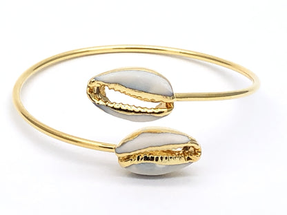 Conch Shell 65mm Gold Electroplated Adjustable Stacking Bangle Bracelet