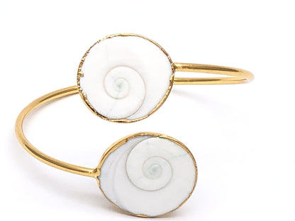 Shell 62mm Gold Electroplated Adjustable Stacking Bangle Bracelet