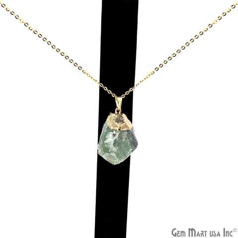 Rough Aquamarine 20x22mm Gold Plated Chain Necklace