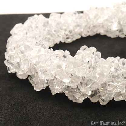 Crystal Chip Beads, 34 Inch, Natural Chip Strands, Drilled Strung Nugget Beads, 7-10mm, Polished, GemMartUSA (CHCY-70004)