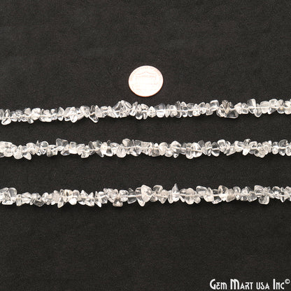 Crystal Chip Beads, 34 Inch, Natural Chip Strands, Drilled Strung Nugget Beads, 7-10mm, Polished, GemMartUSA (CHCY-70004)