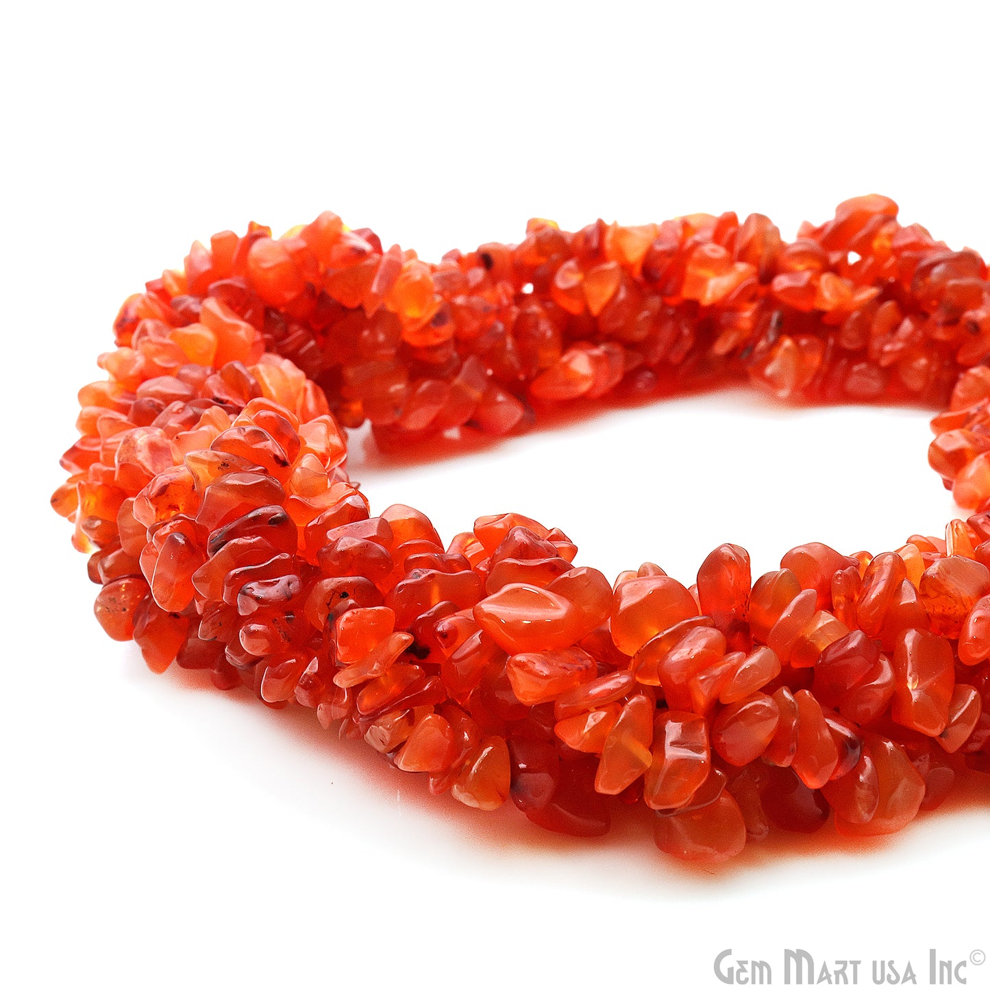 Carnelian Chip Beads, 34 Inch, Natural Chip Strands, Drilled Strung Nugget Beads, 7-10mm, Polished, GemMartUSA (CHCN-70004)