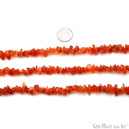 Carnelian Chip Beads, 34 Inch, Natural Chip Strands, Drilled Strung Nugget Beads, 7-10mm, Polished, GemMartUSA (CHCN-70004)