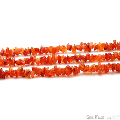 Carnelian Chip Beads, 34 Inch, Natural Chip Strands, Drilled Strung Nugget Beads, 7-10mm, Polished, GemMartUSA (CHCN-70004)