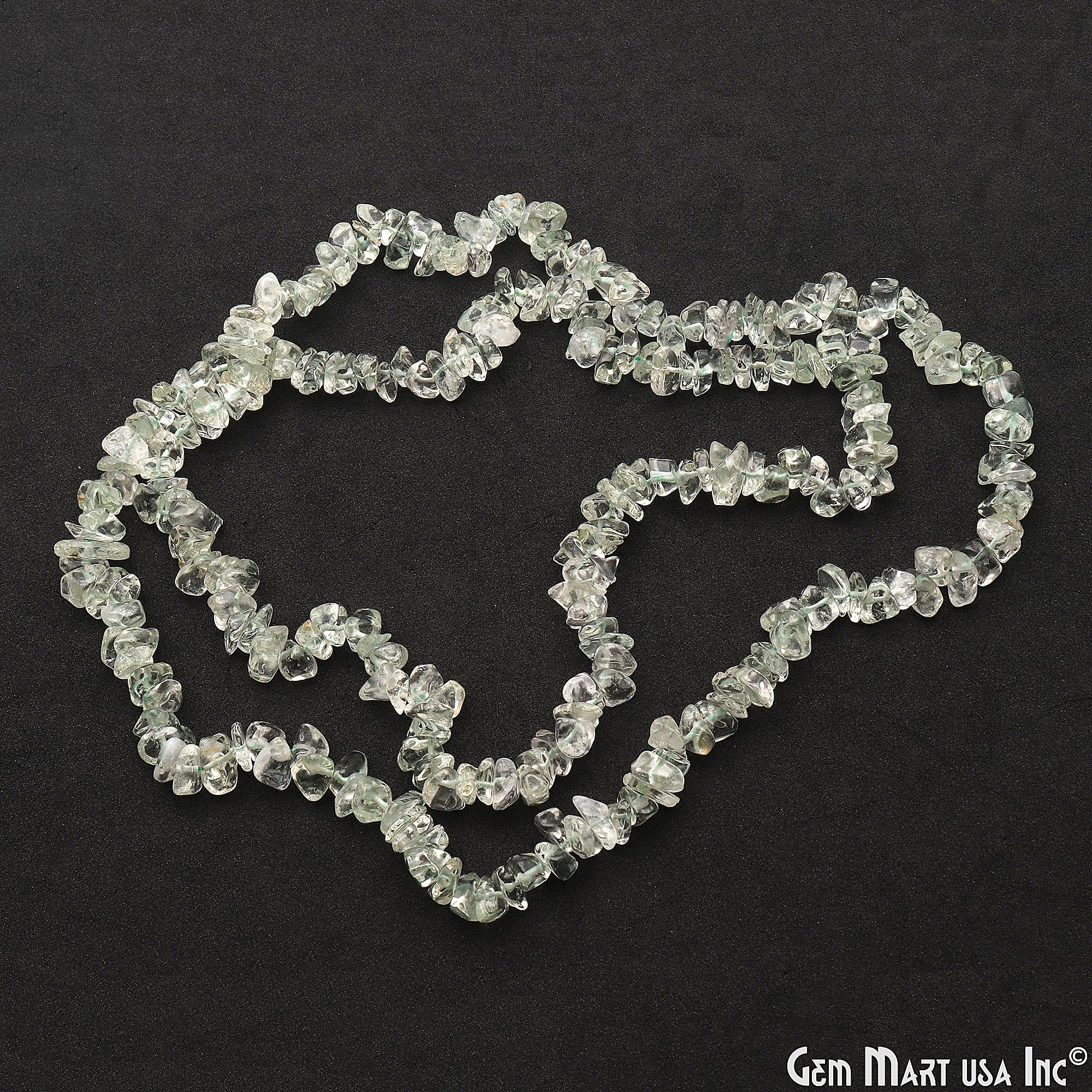 Green Amethyst Chip Free Form 7-10mm Nugget Beads Gemstone Strands 34"