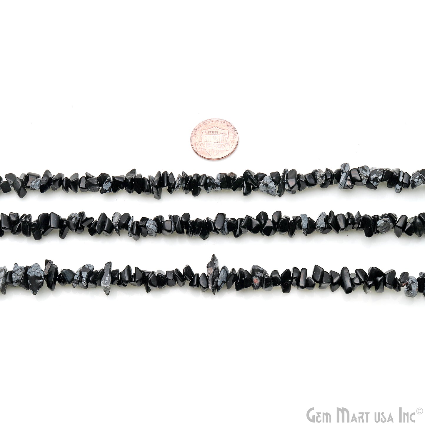 Black Obsidian Chip Beads, 34 Inch, Natural Chip Strands, Drilled Strung Nugget Beads, 7-10mm, Polished, GemMartUSA (CHBO-70004)