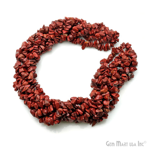 Dark Coral Chip Beads, 34 Inch, Natural Chip Strands, Drilled Strung Nugget Beads, 7-10mm, Polished, GemMartUSA (CHDR-70004)