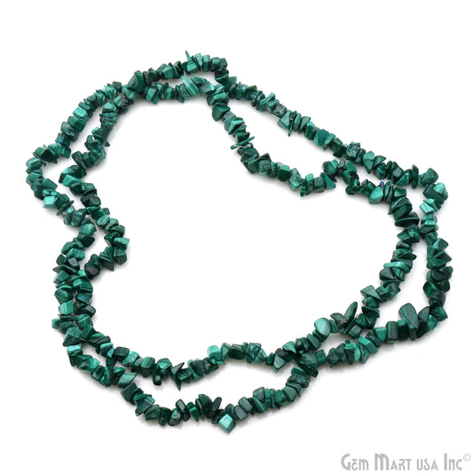 Malachite Chip Beads, 34 Inch, Natural Chip Strands, Drilled Strung Nugget Beads, 7-10mm, Polished, GemMartUSA (CHMC-70004)