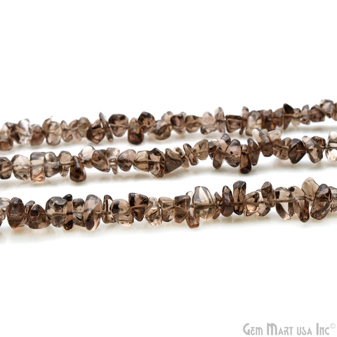 Smokey Topaz Chip Beads, 34 Inch, Natural Chip Strands, Drilled Strung Nugget Beads, 7-10mm, Polished, GemMartUSA (CHST-70004)