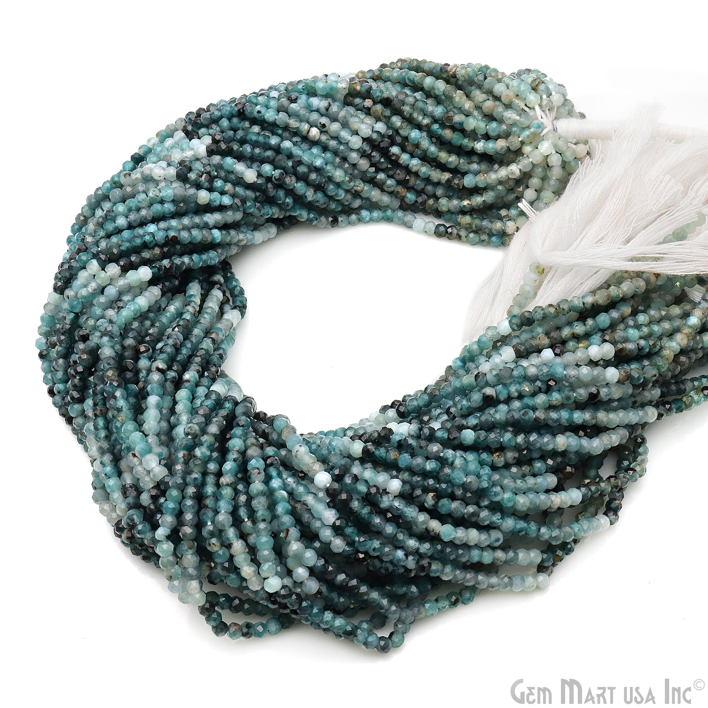 Emerald Rondelle Beads, 13 Inch Gemstone Strands, Drilled Strung Nugget Beads, Faceted Round, 3mm