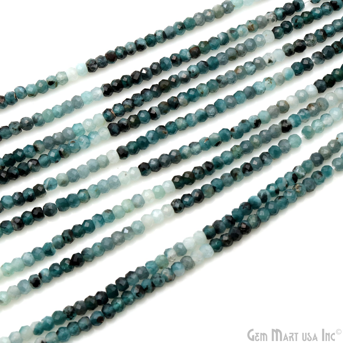 Emerald Rondelle Beads, 13 Inch Gemstone Strands, Drilled Strung Nugget Beads, Faceted Round, 3mm