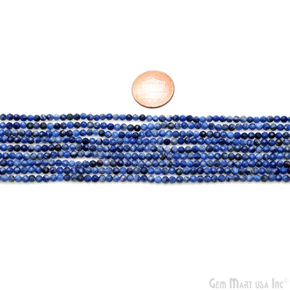 Sodalite Rondelle Beads, 12-13 Inch Gemstone Strands, Drilled Strung Nugget Beads, Faceted Round, 3mm