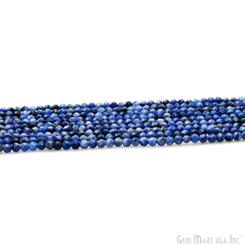 Sodalite Rondelle Beads, 13 Inch Gemstone Strands, Drilled Strung Nugget Beads, Faceted Round, 3mm