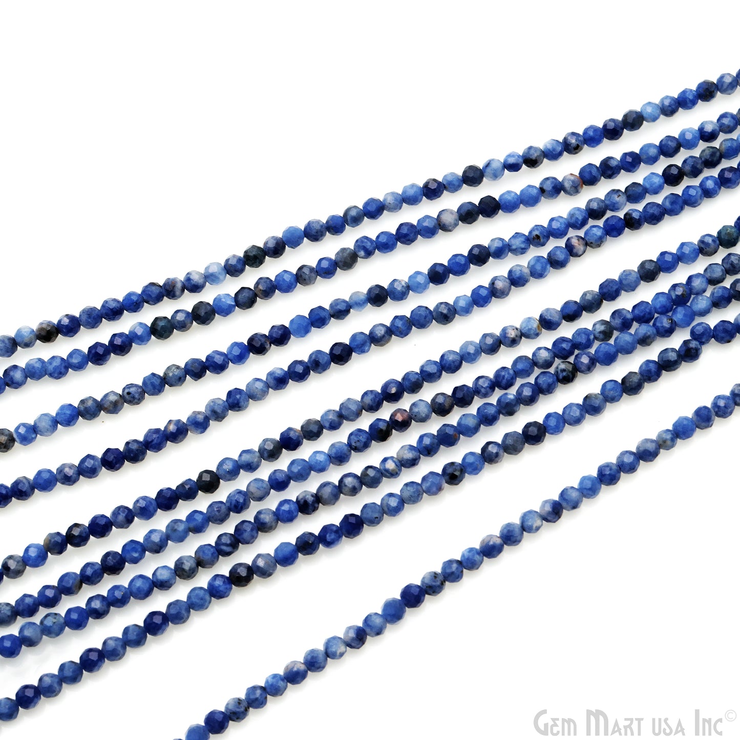 Sodalite Rondelle Beads, 12-13 Inch Gemstone Strands, Drilled Strung Nugget Beads, Faceted Round, 3mm