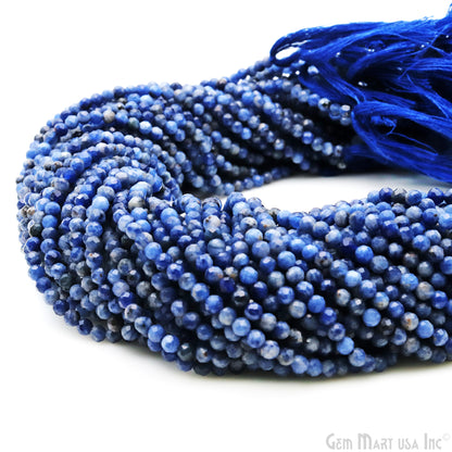 Sodalite Rondelle Beads, 12-13 Inch Gemstone Strands, Drilled Strung Nugget Beads, Faceted Round, 3mm