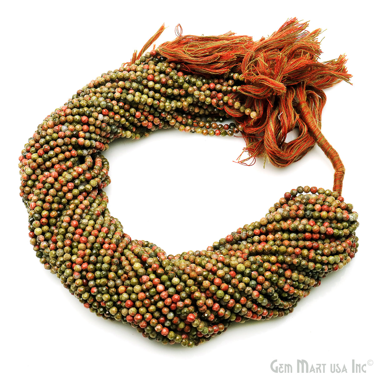 Unakite Faceted 3mm Gemstone Rondelle Beads 1 Strand