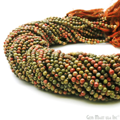 Unakite Rondelle Beads, 12-13 Inch Gemstone Strands, Drilled Strung Nugget Beads, Faceted Round, 3mm