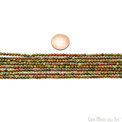 Unakite Rondelle Beads, 12-13 Inch Gemstone Strands, Drilled Strung Nugget Beads, Faceted Round, 3mm