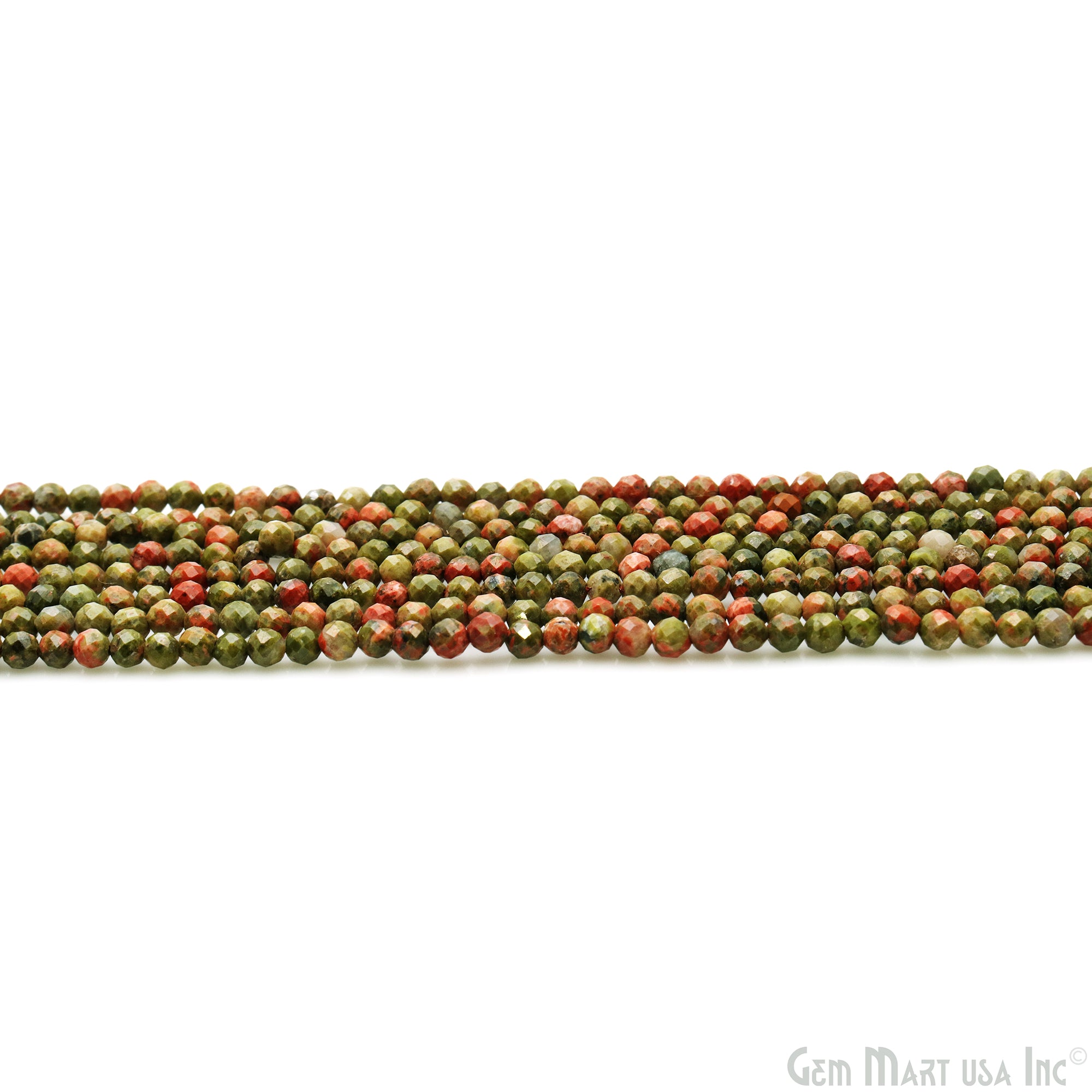 Unakite Faceted 3mm Gemstone Rondelle Beads 1 Strand