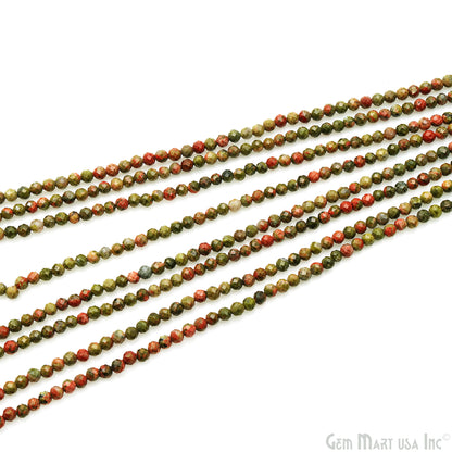 Unakite Rondelle Beads, 12-13 Inch Gemstone Strands, Drilled Strung Nugget Beads, Faceted Round, 3mm