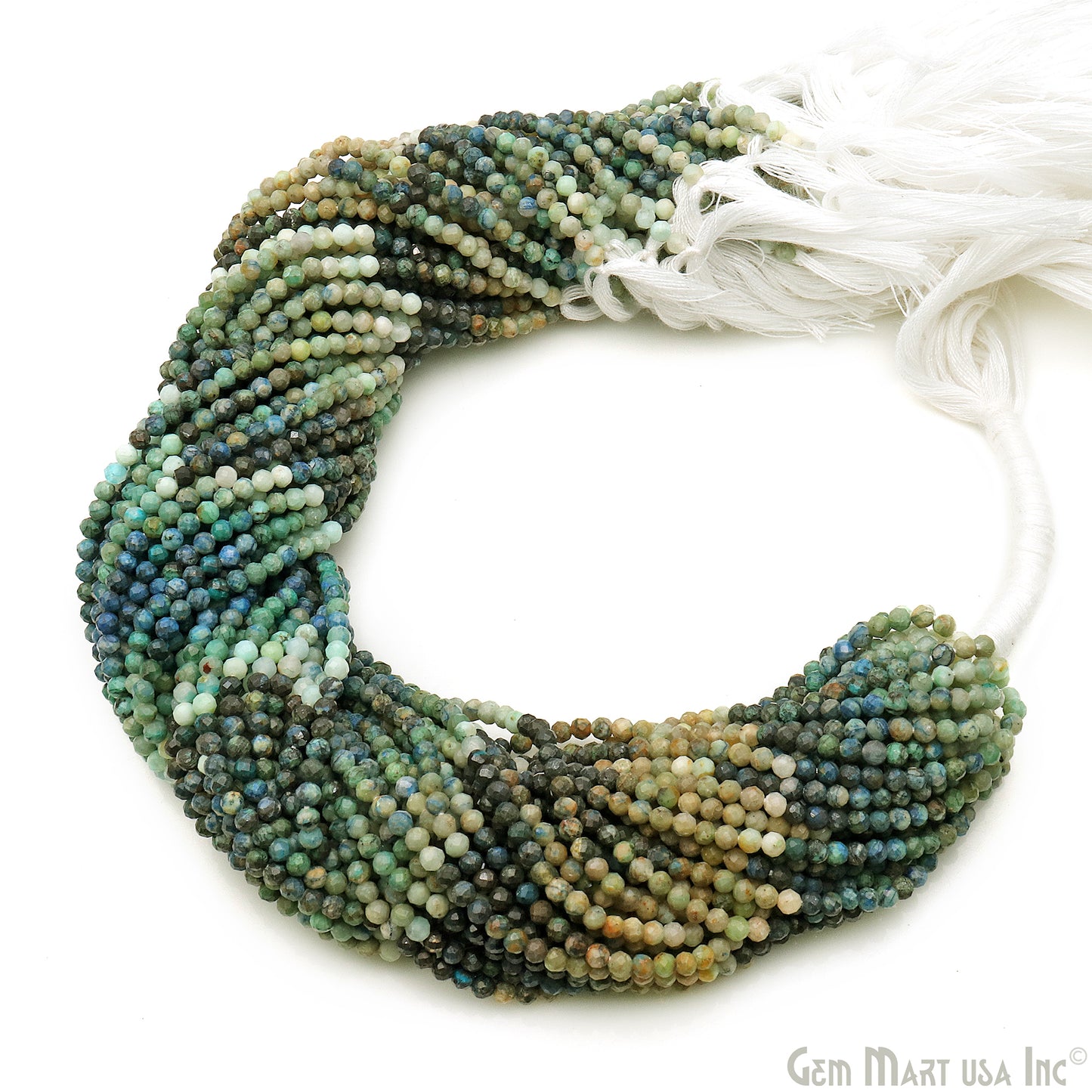 Chrysocolla Rondelle Beads, 12-13 Inch Gemstone Strands, Drilled Strung Nugget Beads, Faceted Round, 3mm