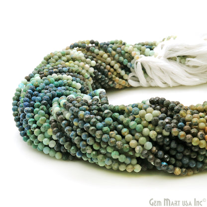 Chrysocolla Rondelle Beads, 12-13 Inch Gemstone Strands, Drilled Strung Nugget Beads, Faceted Round, 3mm