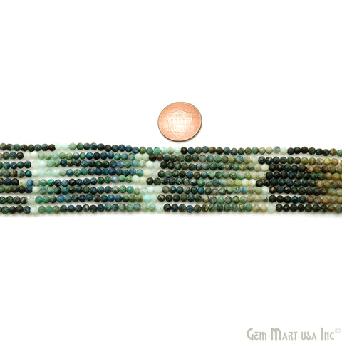 Chrysocolla Rondelle Beads, 13 Inch Gemstone Strands, Drilled Strung Nugget Beads, Faceted Round, 3mm