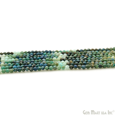 Chrysocolla Rondelle Beads, 13 Inch Gemstone Strands, Drilled Strung Nugget Beads, Faceted Round, 3mm