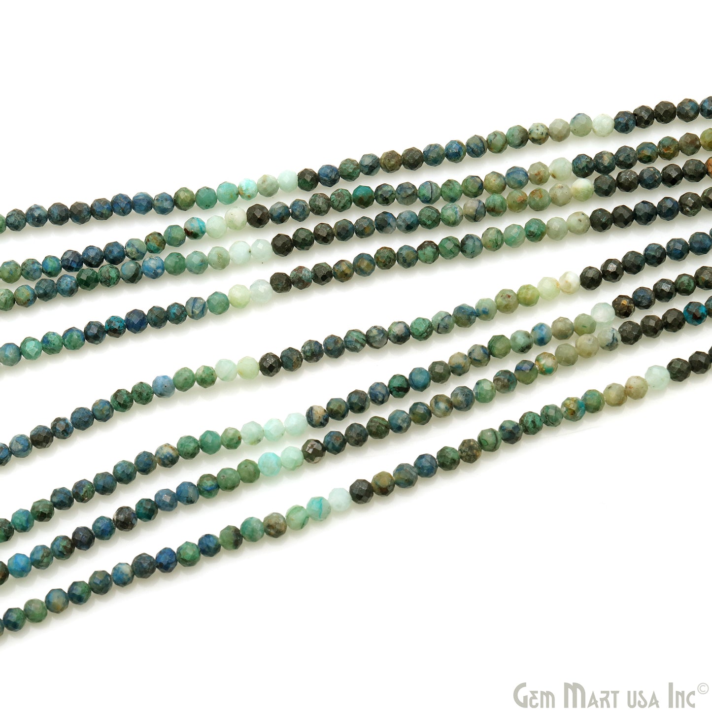 Chrysocolla Rondelle Beads, 12-13 Inch Gemstone Strands, Drilled Strung Nugget Beads, Faceted Round, 3mm