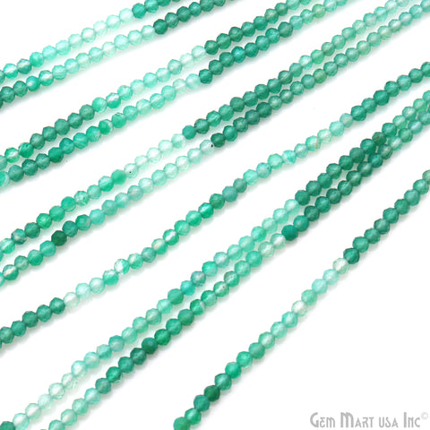 Green Onyx Rondelle Beads, 13 Inch Gemstone Strands, Drilled Strung Nugget Beads, Faceted Round, 3mm