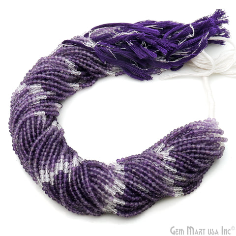 Amethyst Rondelle Beads, 13 Inch Gemstone Strands, Drilled Strung Nugget Beads, Faceted Round, 3mm