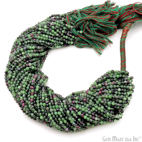 Ruby Zoisite Rondelle Beads, 13 Inch Gemstone Strands, Drilled Strung Nugget Beads, Faceted Round, 3mm