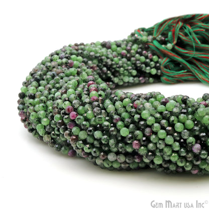 Ruby Zoisite Rondelle Beads, 12-13 Inch Gemstone Strands, Drilled Strung Nugget Beads, Faceted Round, 3mm