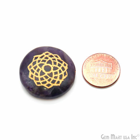 7 Chakra Of Life Healing Round 29mm Gold Engraved Symbols Gemstones