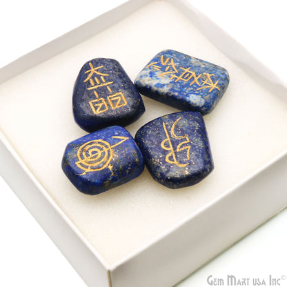 Reiki Symbol Engraved Gemstones 28x25mm Free Form Healing Gemstones Set Of 4 Reiki Palm Stones