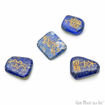 Reiki Symbol Engraved Gemstones 28x25mm Free Form Healing Gemstones Set Of 4 Reiki Palm Stones