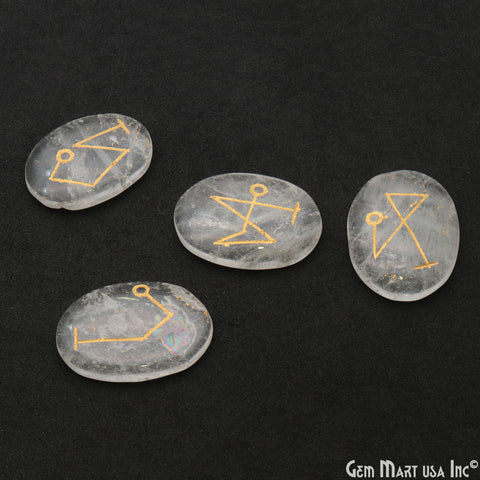 Archangel Sigils On Crystal Oval 39x28mm Stones Guardian Angel Symbols- Uriel, Gabriel, Raphael & Michael
