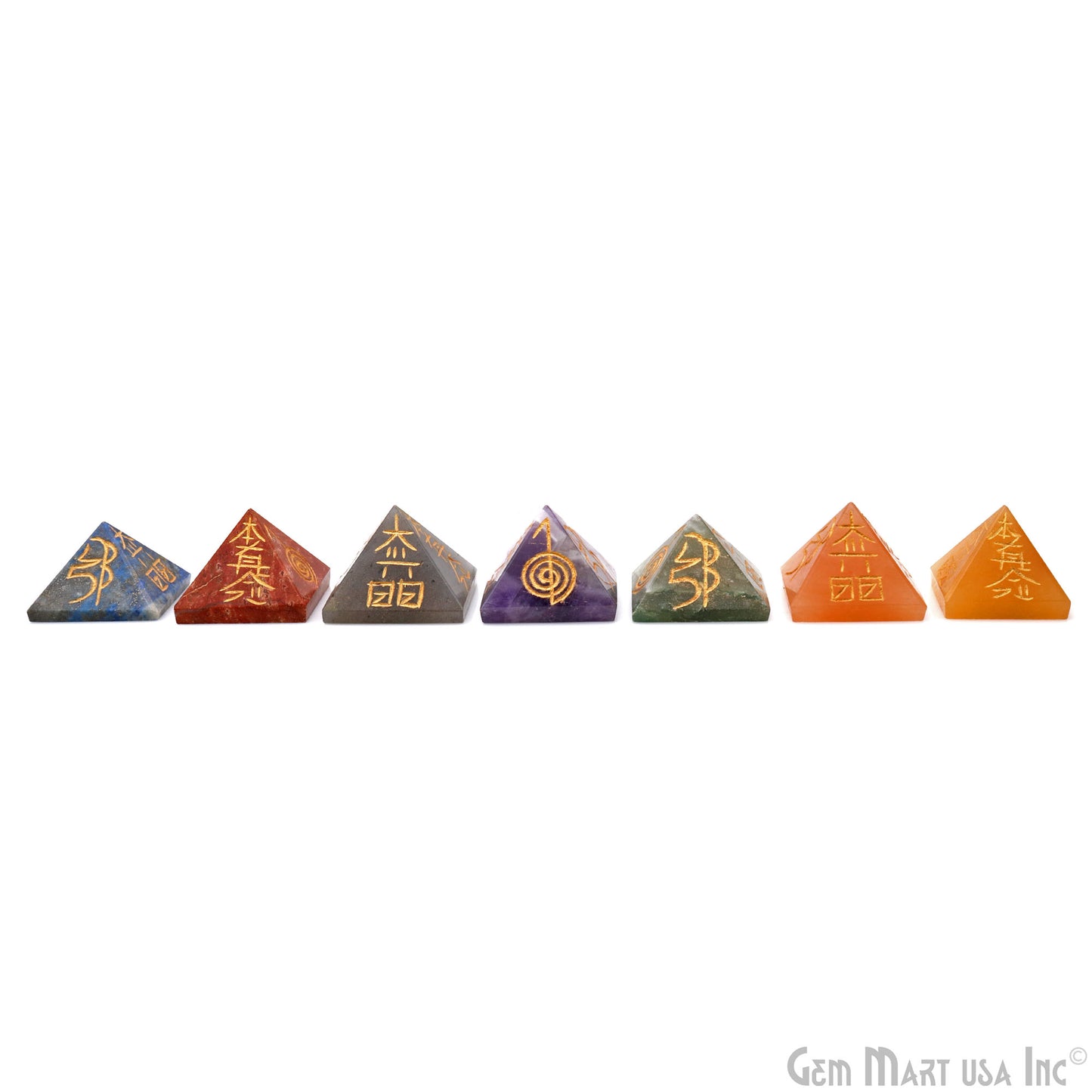 7 Chakra Pyramid Reiki Symbol Engraved Symbols Healing Meditation Gemstones