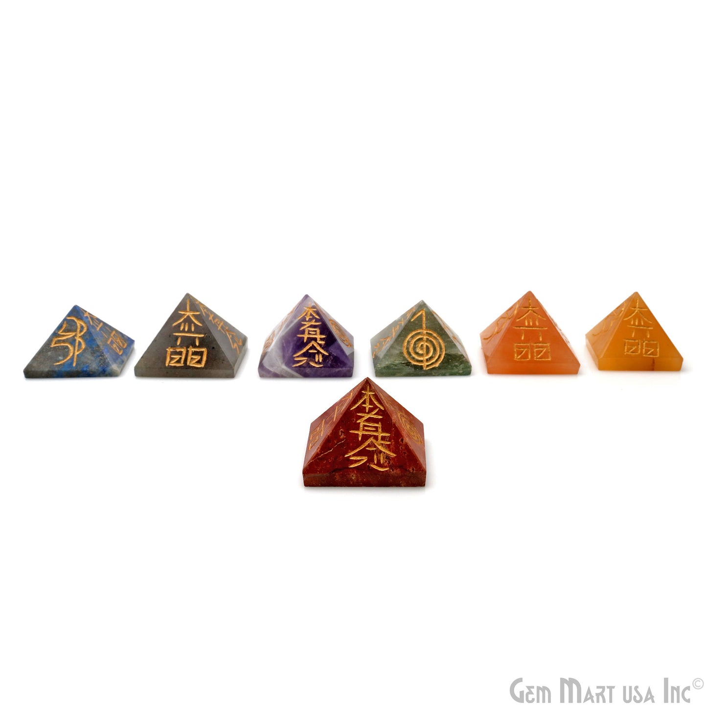 7 Chakra Pyramid Reiki Symbol Engraved Symbols Healing Meditation Gemstones