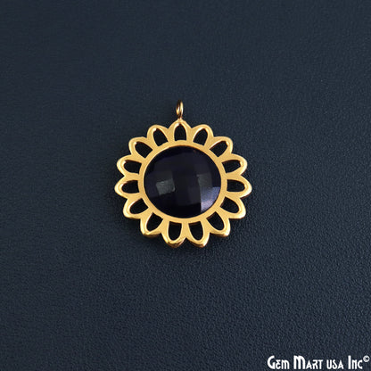 Sunflower Shape 34x29mm Single Bail Gold Plated Gemstone Connector Pendant