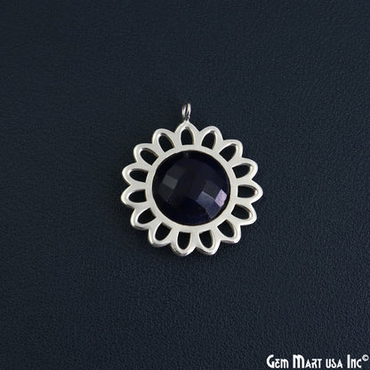 Sunflower Shape 34x29mm Single Bail Silver Plated Gemstone Connector Pendant