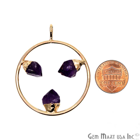 DIY Stalagmite Amethyst Triple Point Gold Plated Necklace Pendant - GemMartUSA