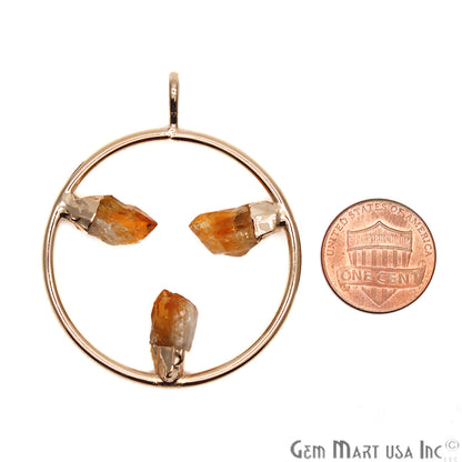 DIY Stalagmite Citrine Triple Point Gold Plated Necklace Pendant - GemMartUSA