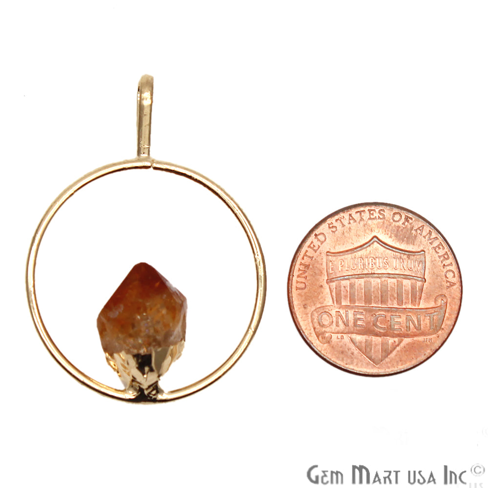 DIY Stalagmite Citrine Single Point Gold Plated Necklace Pendant - GemMartUSA