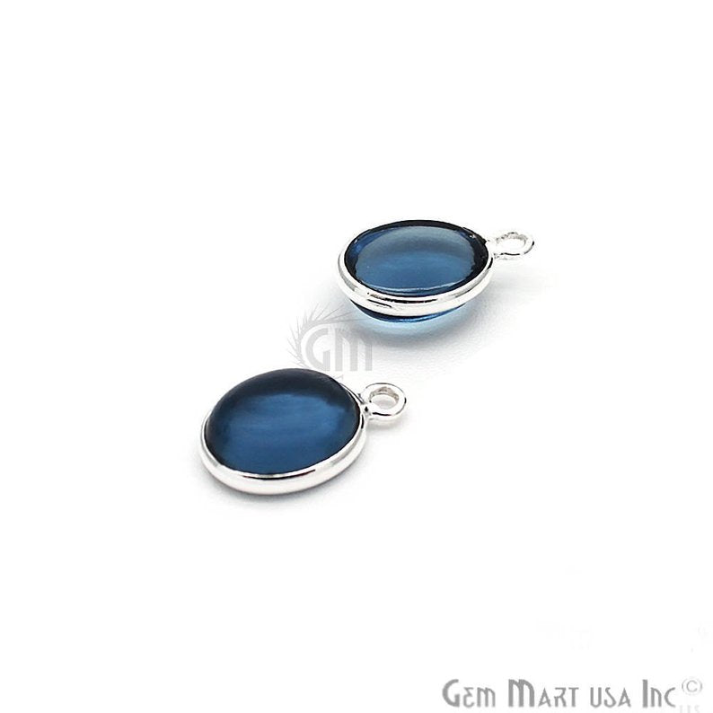 Cabochon Oval 8x10mm Silver Plated Gemstone Connector (Pick Gemstone,Bail) - GemMartUSA