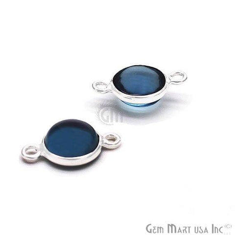 Round Shape 12mm Double Bail Silver Bezel Gemstone Cabochon Connector